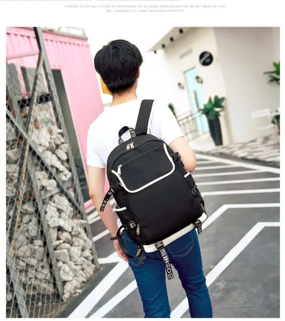 

Stranger Things Printed Unisex Blue Luminous USB Charging Backpack School Bags Large Capacity Computer Bag