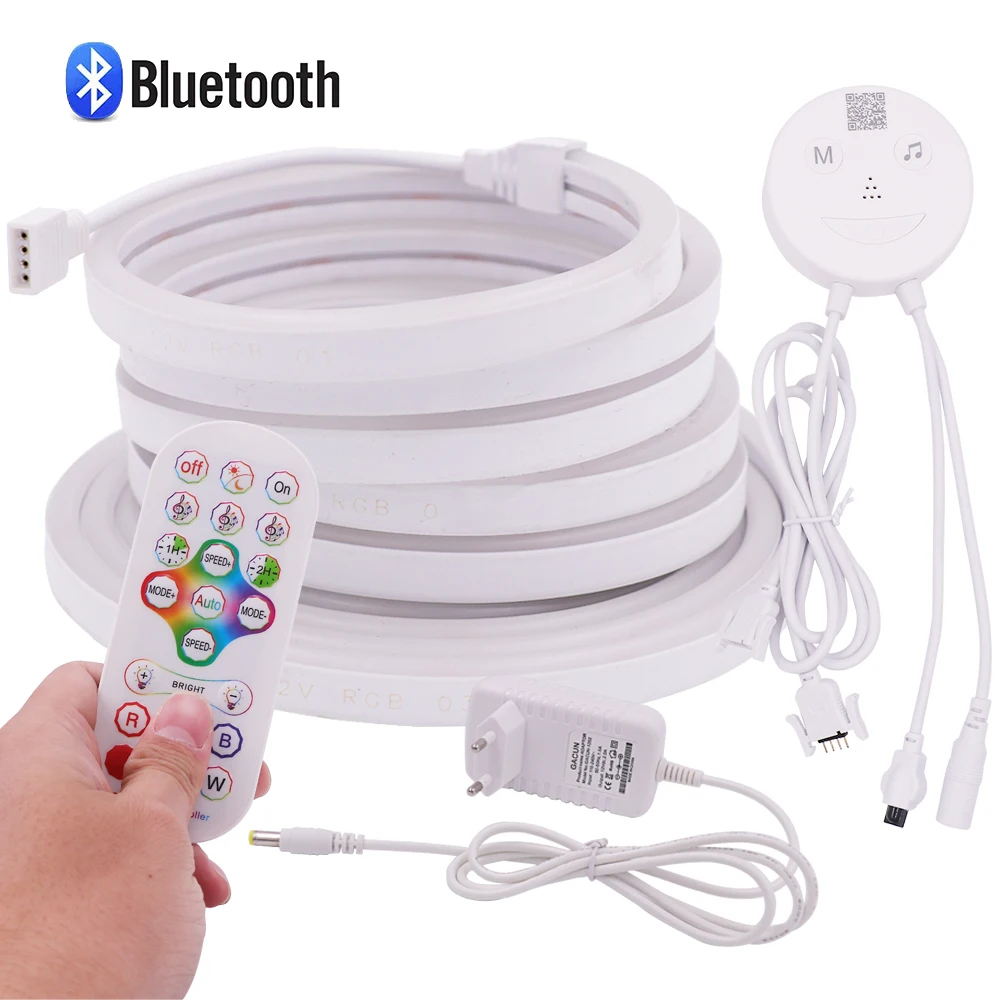 

Bluetooth Control RGB LED Strip Light 12V Flexible Noen Sign 3535 72Led APP Smart Tape Light Waterproof Neon Tube for Home Decor