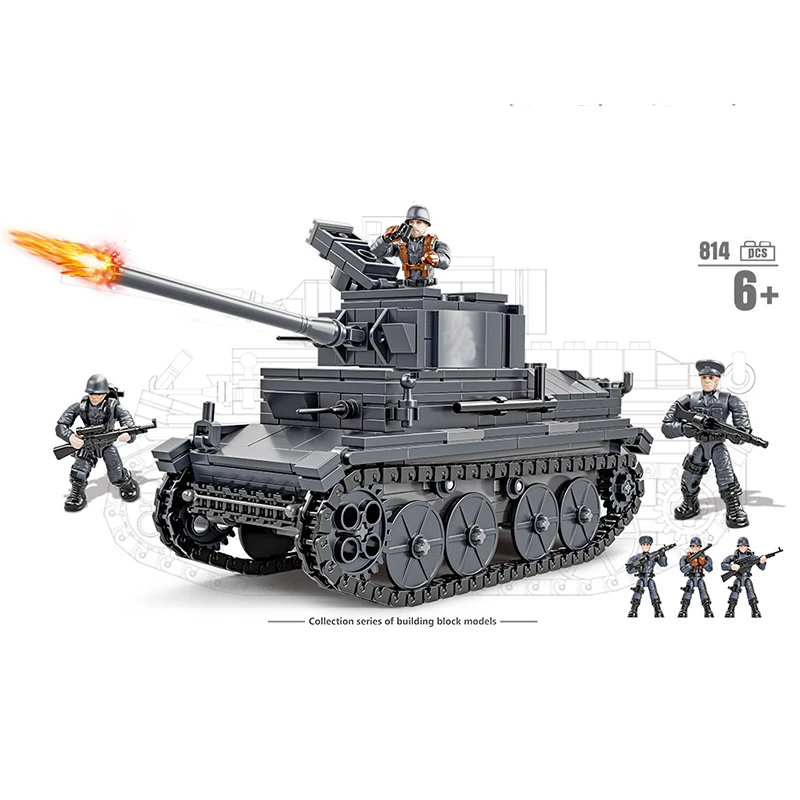 World War II Military Model German PzKpfw.38(t) Series Light Tank DIY Collection Ornaments Building Blocks Toys