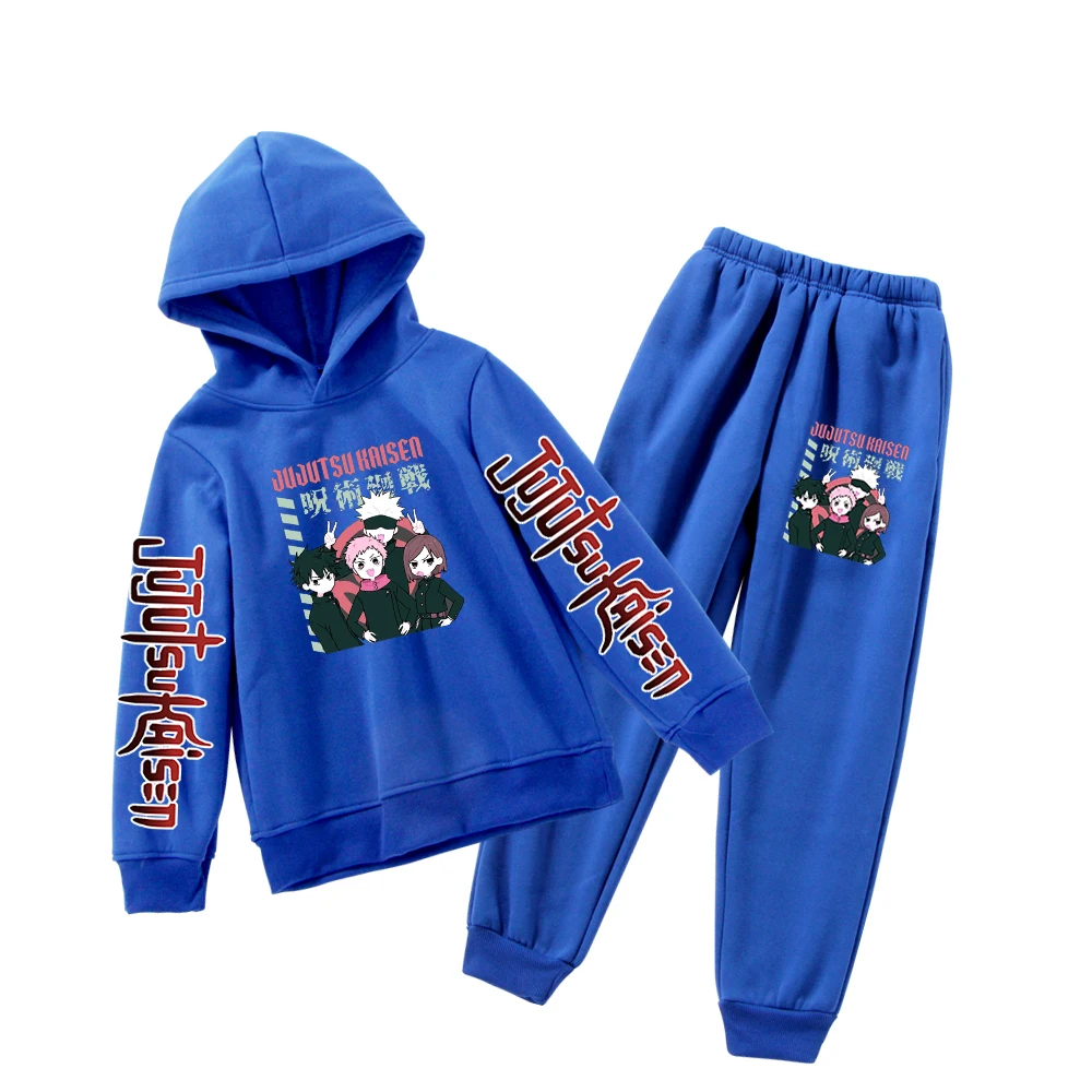 

Ju jutsu Kai sen Boys Cosplay Costume Tracksuit 2pcs/Set Sweatshirt and Sweatpants Children Girls Cotton Fleece Hoodies Suit