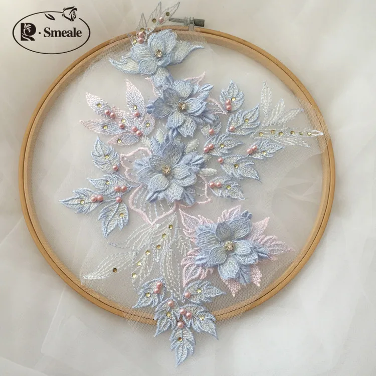 Многоцветная 3D стерео аппликация для ногтей с бусинами Цветочная Кружевная