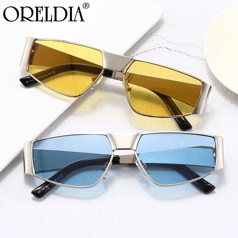 

2021 Latest Fashion Sunglasses Female Metal Punk Sunglasses Personality Small Frame Cat Eye Candy Color Lens Sunglasses UV400