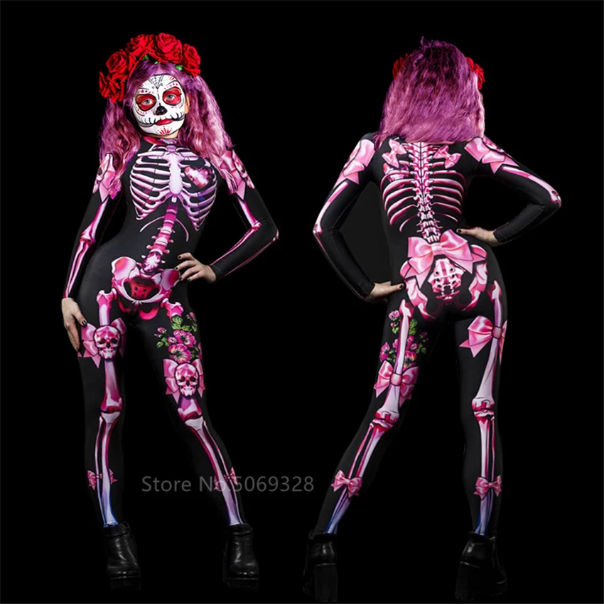 Костюм женский на Хэллоуин скелет Бабочка комбинезон призрак | Тематическая