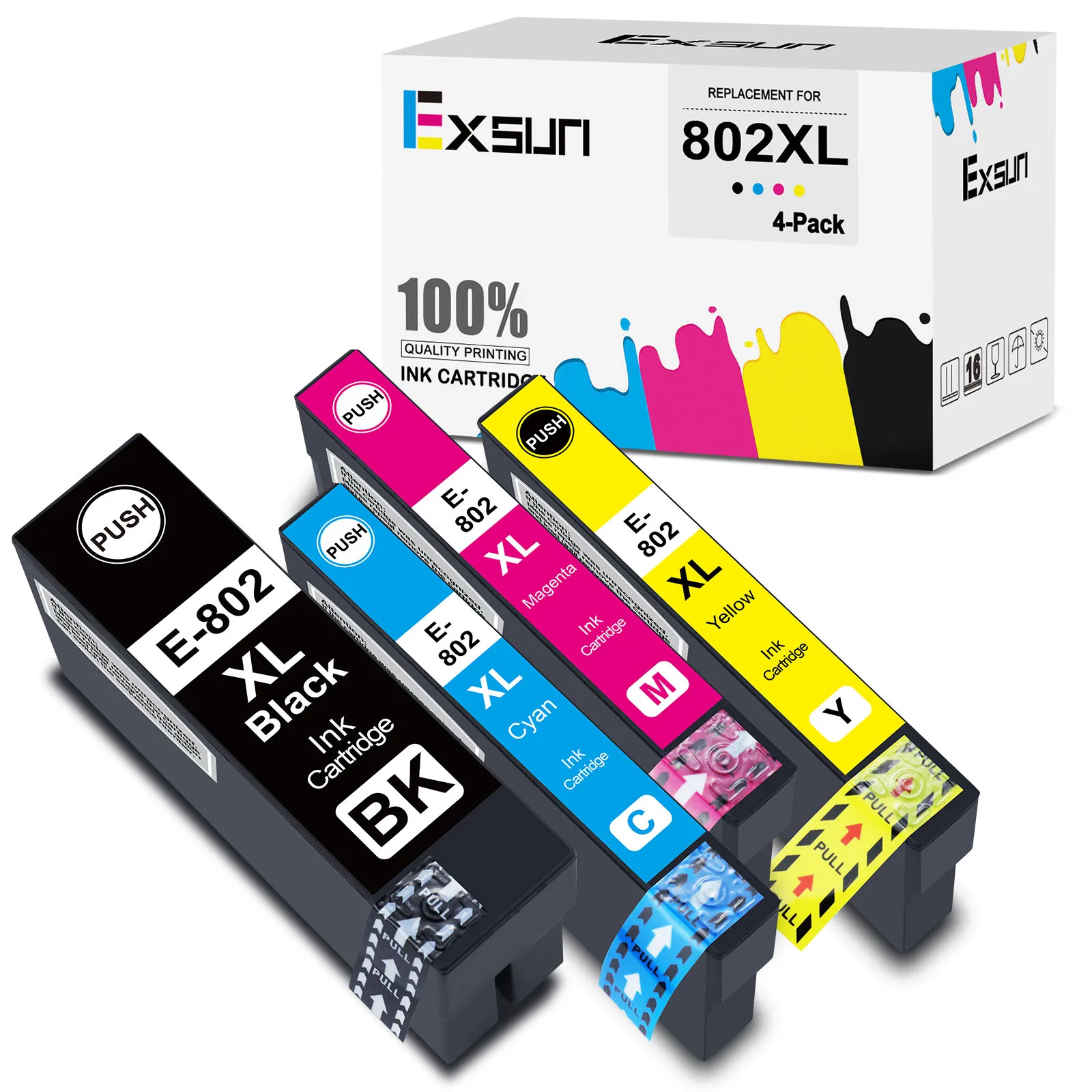 

4PK 802XL Ink Cartridge Compatible for Epson 802 802XL T802 T802XL for Epson Workforce WF-4720 WF-4730 WF-4734 WF-4740 WF-4745