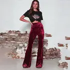 Женские вельветовые брюки-клеш, винтажные, красные, черные, с высокой талией