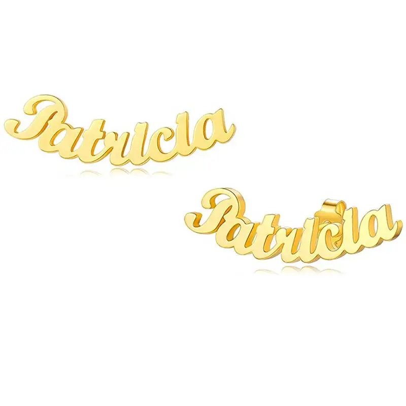 

GOLDCHIC Personalized Gold Plated Stud Earrings Customized Name Memorial Dainty Jewelry Accessories Gift for Women Teen Girls