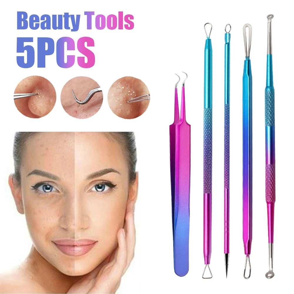 

5pcs/7pce Blackhead Comedone Acne Needle Blackhead Remover Tool Spoon for Face Skin Care Tool Needles Facial Pore Cleaner