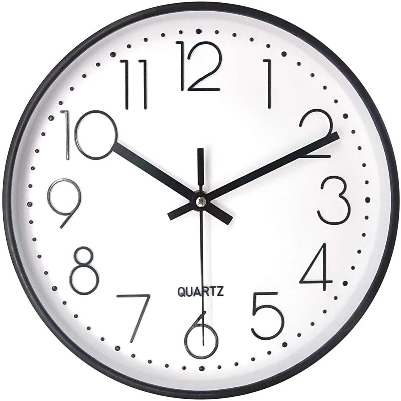

10 Inch Silent Non-Ticking Wall Clock,Battery Operated, Decorative for Kitchen Office School Home Living Room Bedroom