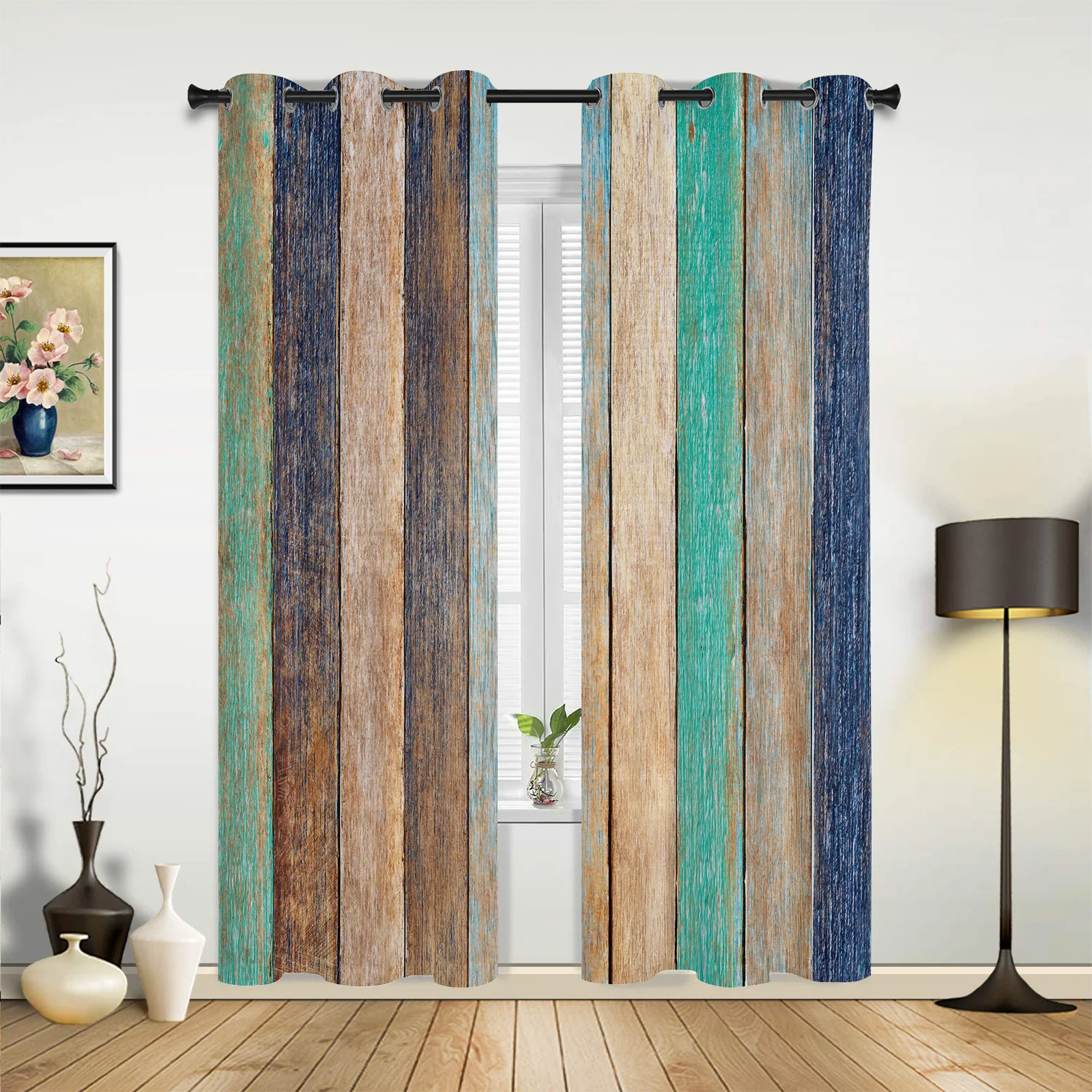 Винтажные оконные шторы с деревянной текстурой для гостиной детской спальни