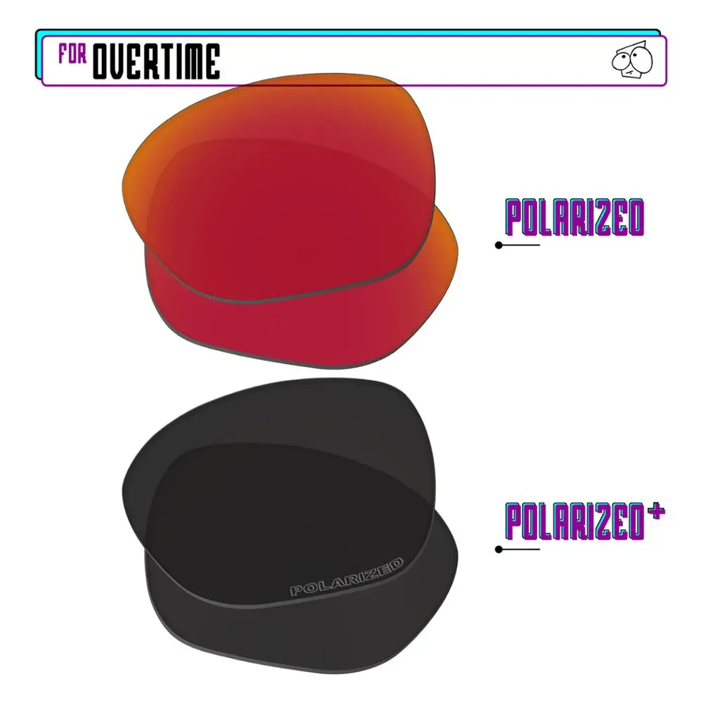 EZReplace Polarized Replacement Lenses for - Oakley Overtime Sunglasses - BlackPPlus-RedPPlus