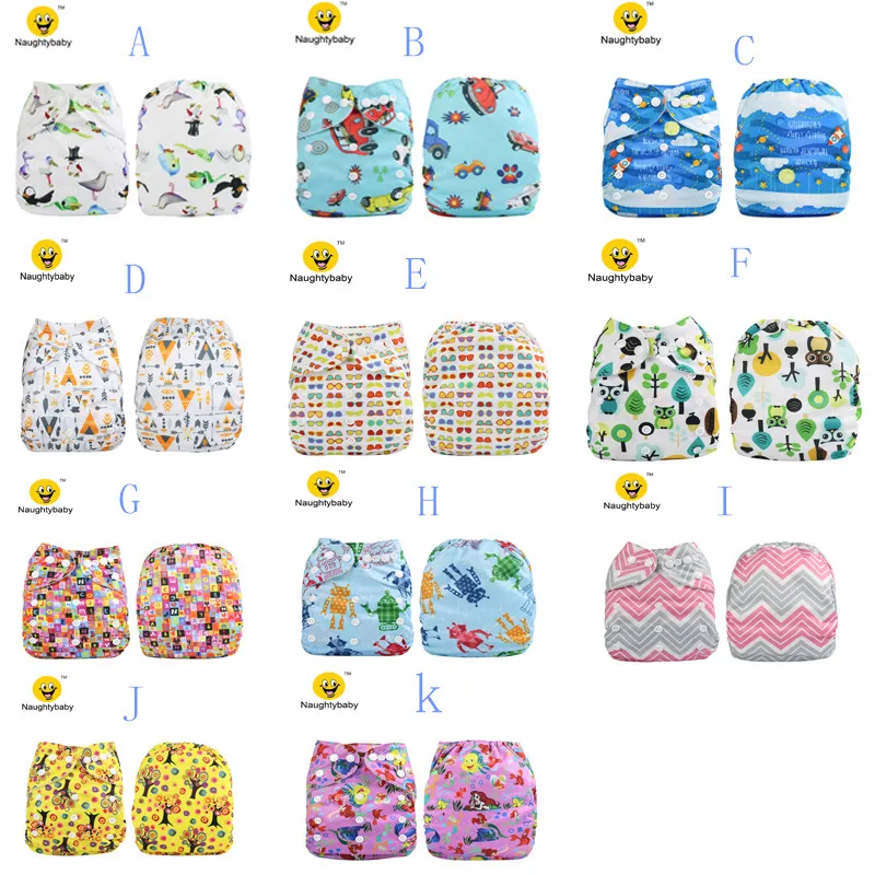 Free Shipping Baby Cloth Nappies Printing Adjustable Reusable Pocket Diapers Cover 3-15KG with Bamboo Charcoal Inserts