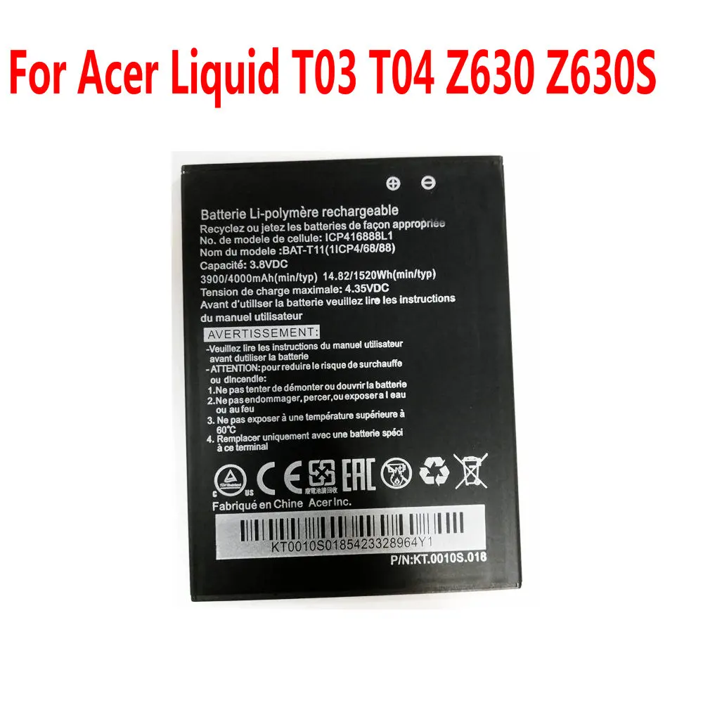 

Original High Quality 4000mAh BAT-T11 ICP416888L1 Battery For Acer Liquid T03 T04 Z630 Z630S Mobile phone