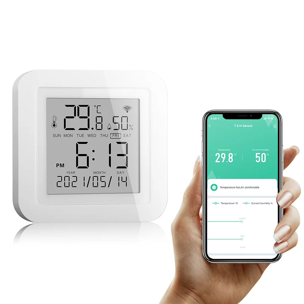 

Upgrated WIFI Temperature & Humidity Sensor for Smart Home Smart Life Remote Control With Display Support Alexa Google Assistant