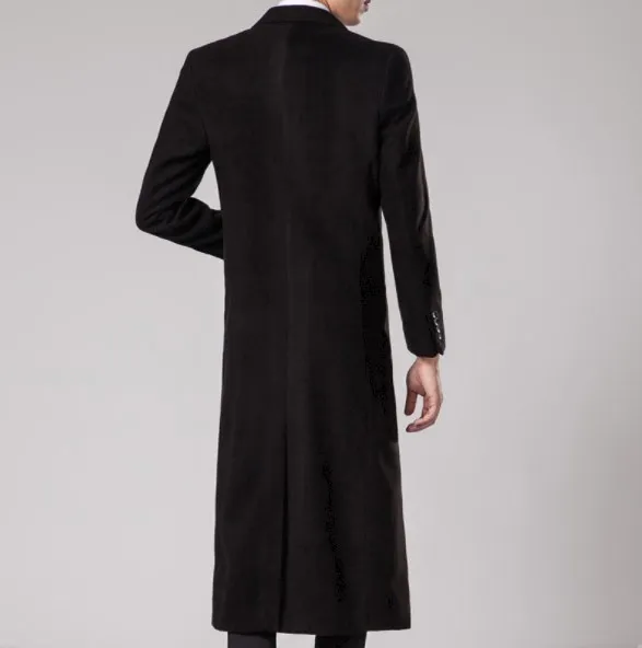 

Autumn Winter Plus Size Knee Length Trench Coat for Men Business Casual Long Black Blazer Korean Style Slim Fit Overcoat 3XL 4XL