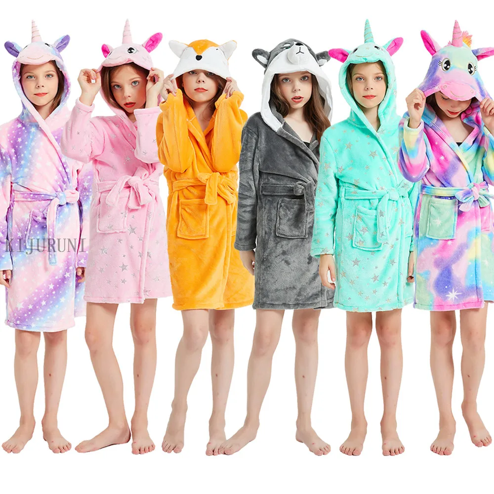 Новый детский банный Халат детское полотенце халат с капюшоном и единорогом для