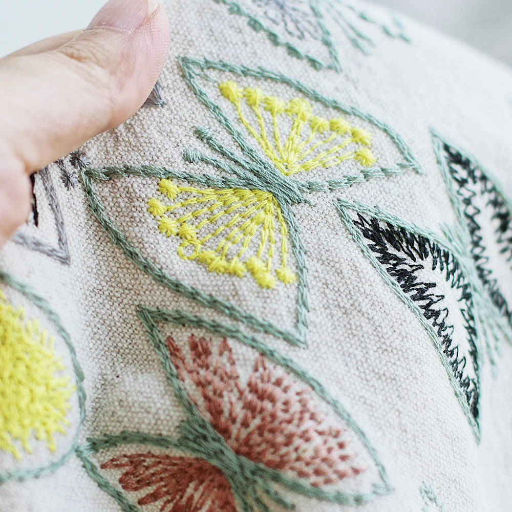 Ткань сделай сам тяжелая промышленная трехмерная вышивка хлопковая льняная