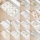 Короткий мраморный коврик с геометрическим принтом для кухонной двери 40*60 коралловый бархатный Коврик для двери Коврики для пола цветной нескользящий коврик 48267-4