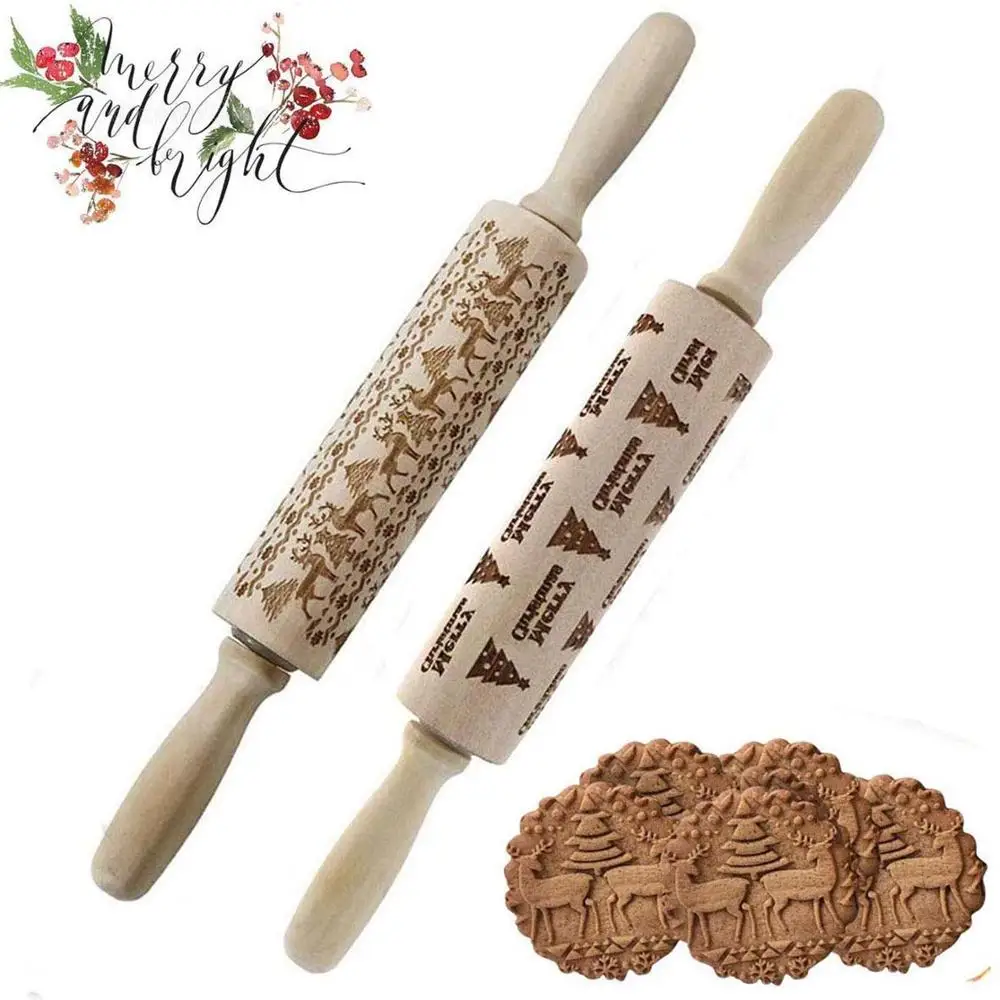 1 шт. Рождественская Скалка тиснение штифт рельефный узор текстурированная