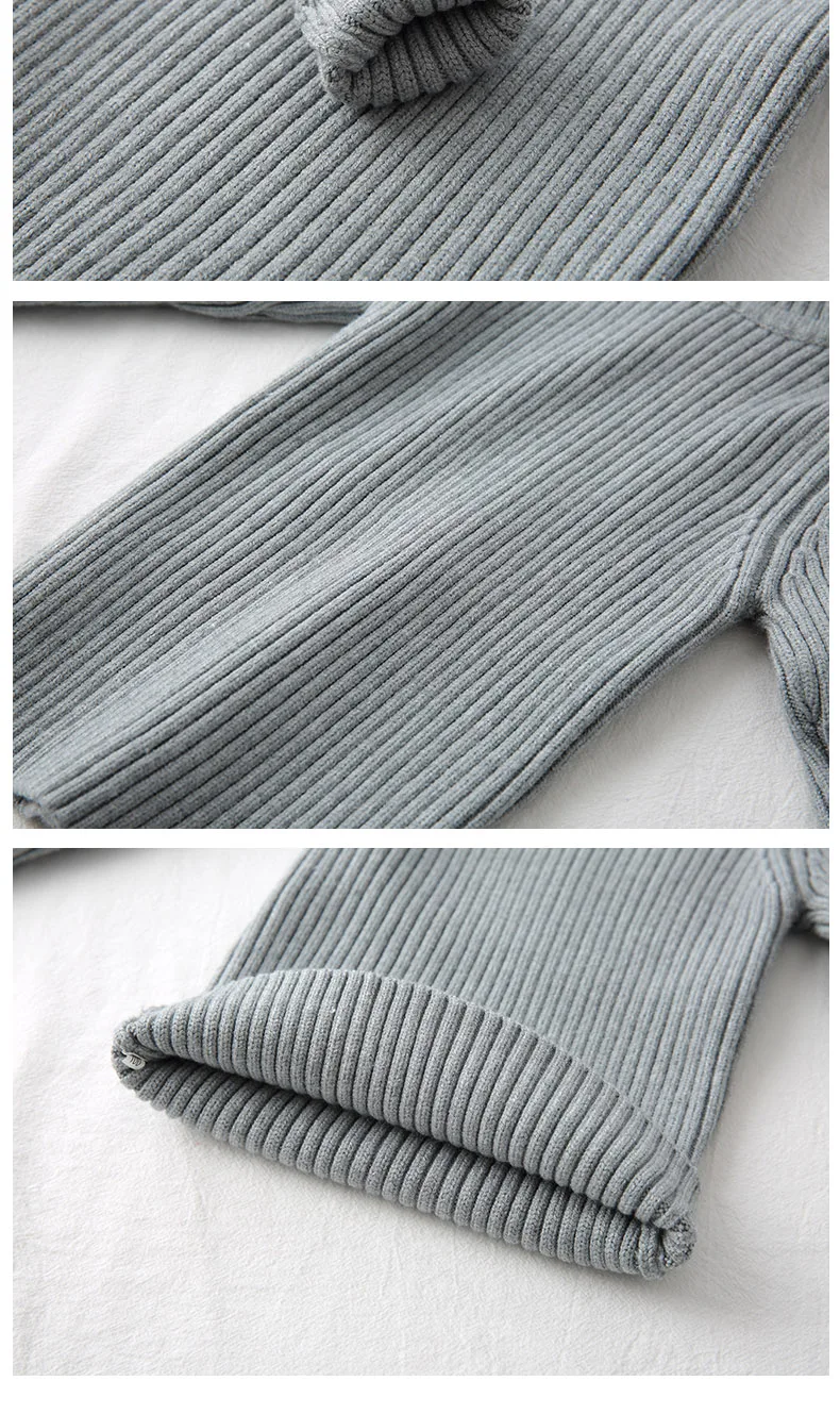 Свитер с воротником под горло для девочек Одежда в рубчик Однотонная маленьких