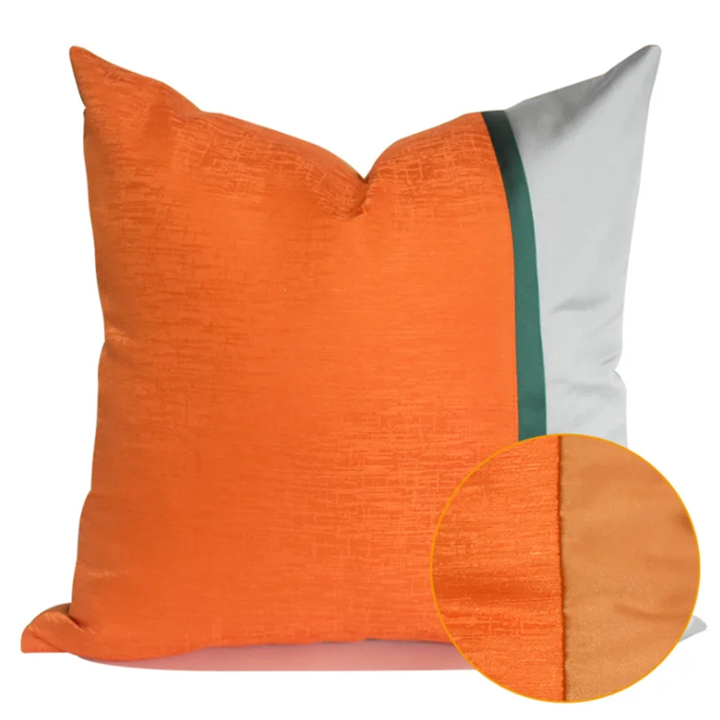 

Modern Simple Pillowcase Orange Stitching Geometric Abstract Sofa Decorative Pillows Model Room Sofa Back Jacquard Cushion Cover