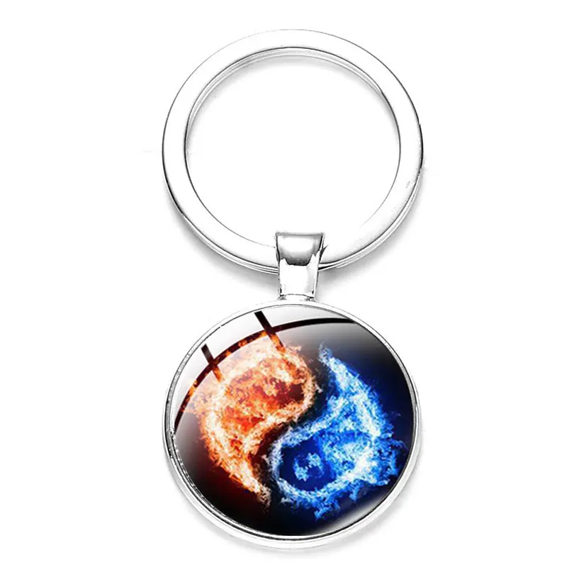 Брелок для ключей Инь Ян тайчи с символом Современный Черный Белый Древо жизни