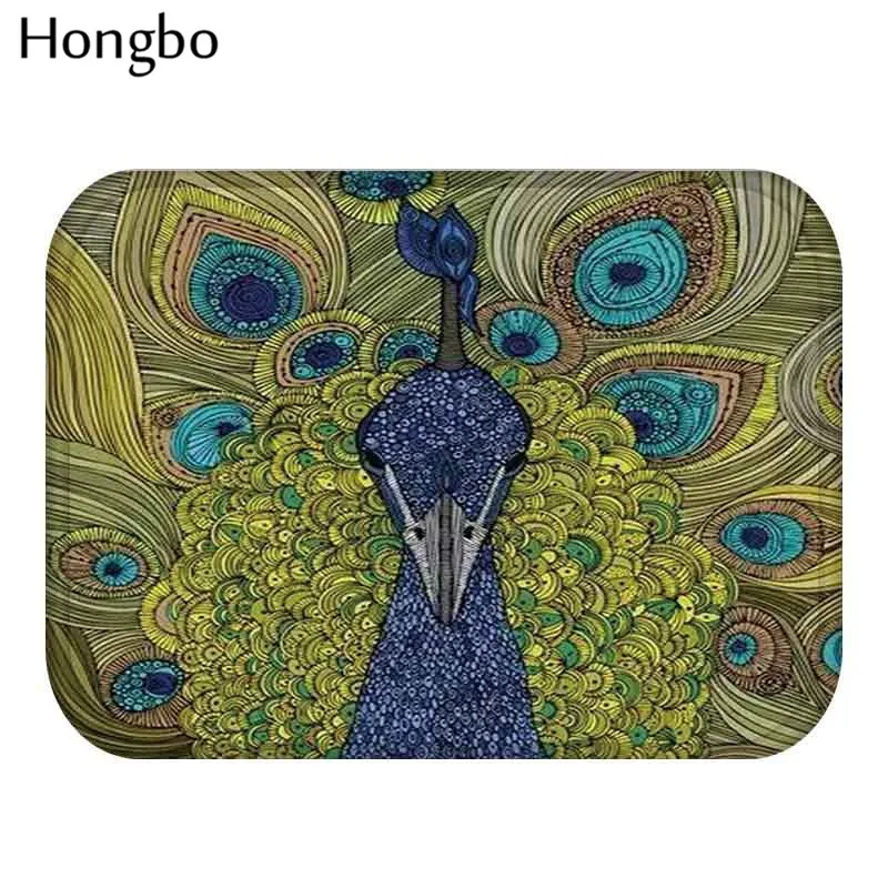 Hongbo Противоскользящий ковер с изображением павлина и цветов дверной коврик