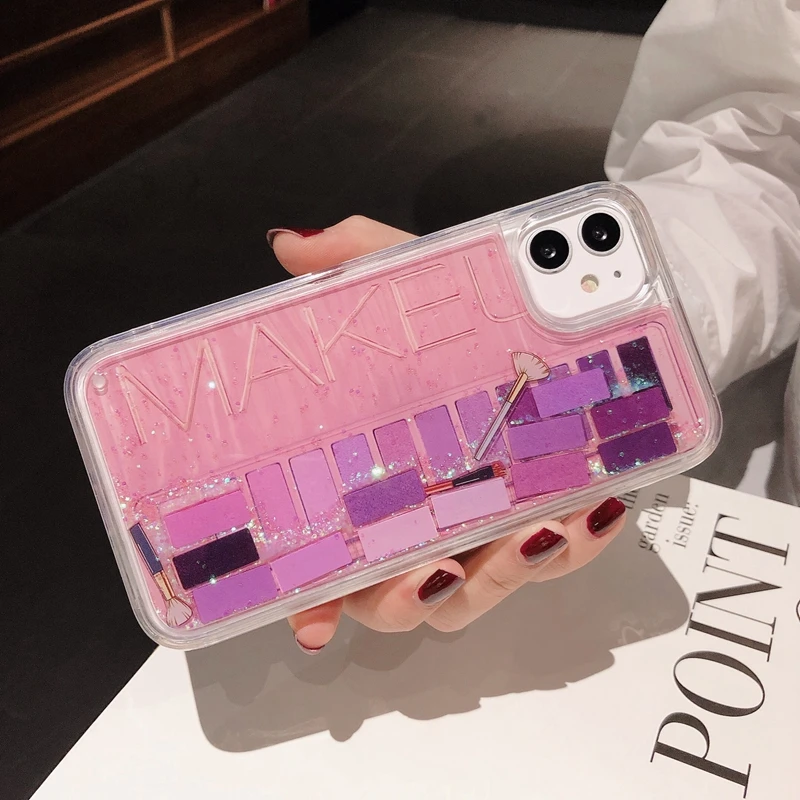 Eye shadow board Palette Phone Case For iPhone XS Max XR 11 11Pro 6 6s 7 8 plus Glitter Quicksand Cover |