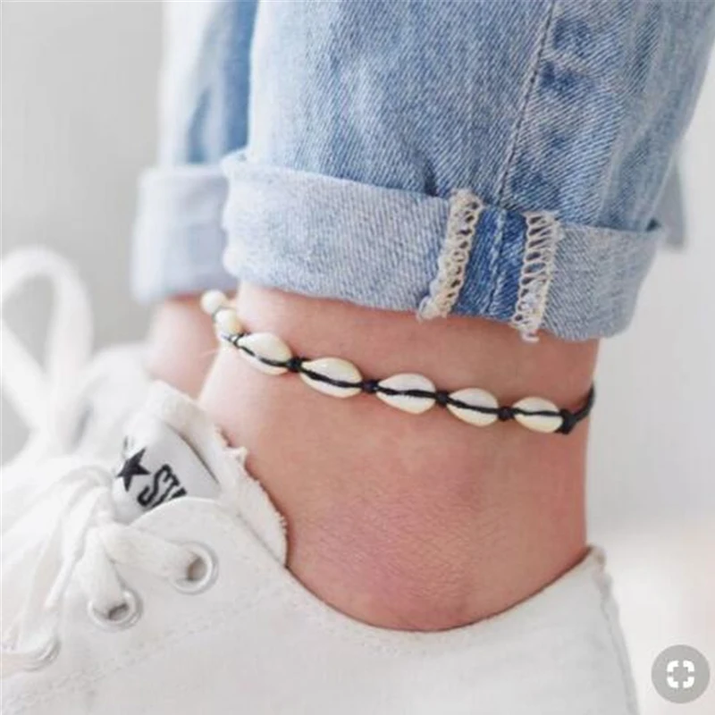 

LIMARIO Bohemian Shell Anklets for Women Handmade Woven Natural Shell Foot Jewelry Summer Beach Barefoot Bracelet ankle on Leg
