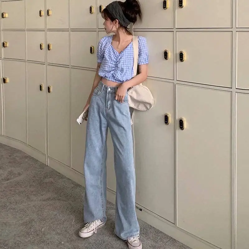 

Woman Jeans Pants White Pants High Waist Jeans For Women 2021 Baggy Straight Trousers Pantalones Vaqueros Mujer