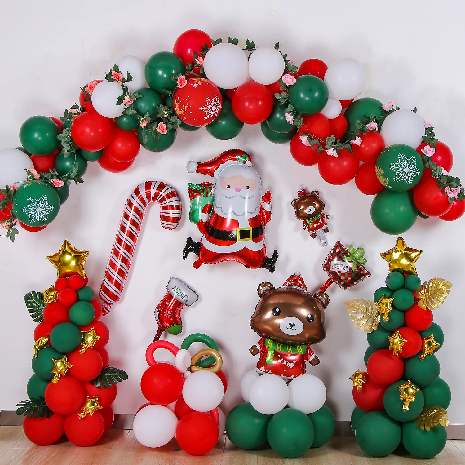 

165 Pcs/set Christmas Decorations Happy New Year 2022 DIY Christmas Aluminum Film Balloon Santa Claus Christmas Party Balloons