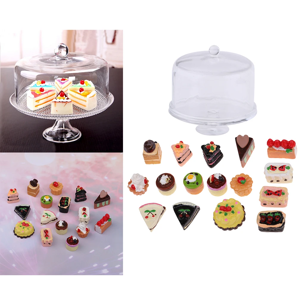 

1/12 Scale Dollhouse Mini Cake with Cake Tray Plate Kitchen Toys Accessory