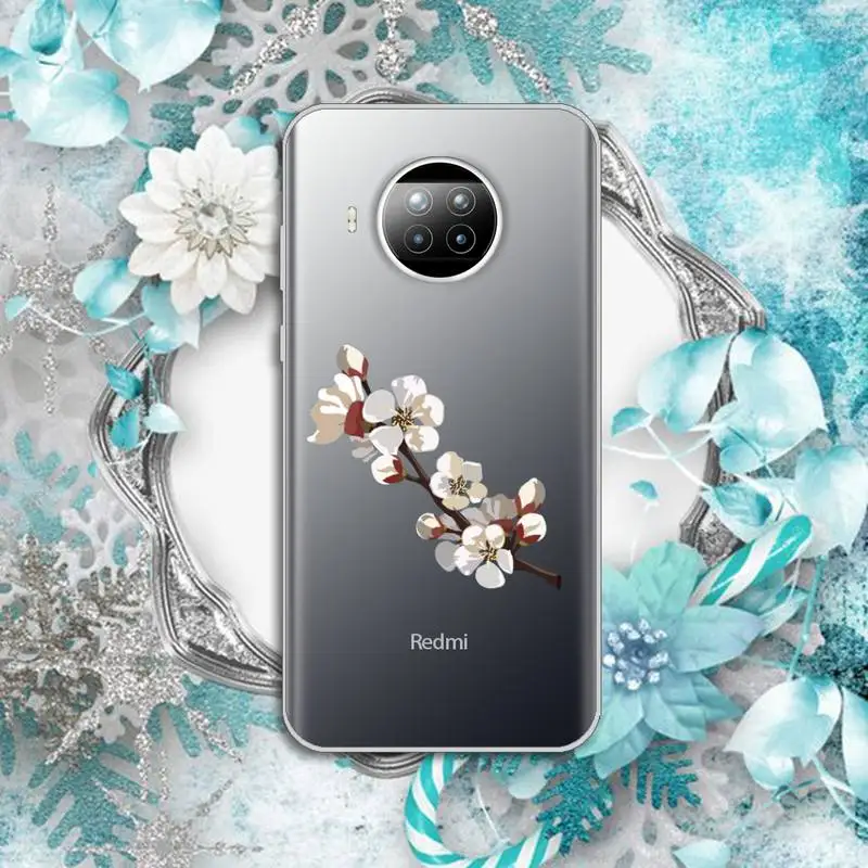 

cherry blossom Flower pink Phone Case Transparent for Xiaomi Redmi note 10 t 8 9 pro lite 11