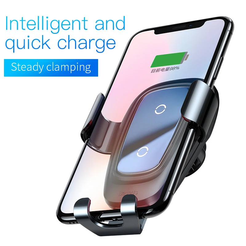 Автомобильное беспроводное зарядное устройство Baseus Qi для iPhone Samsung Huawei крепление