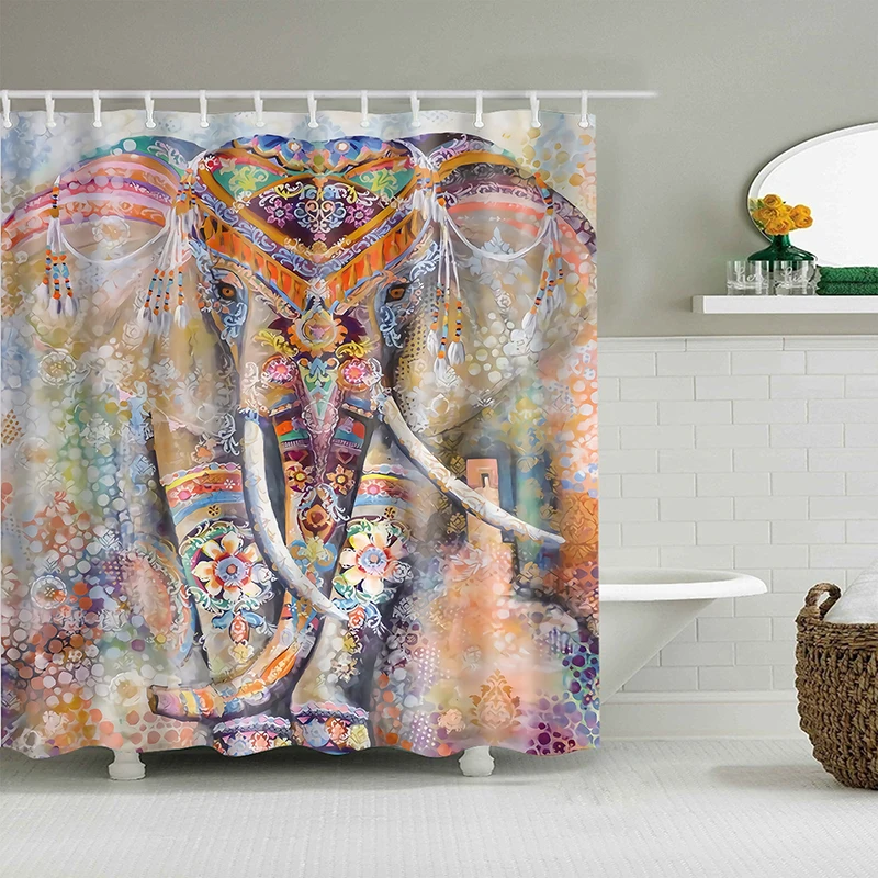 

small elephant shower curtain flower duck printing kids bathroom shower curtain