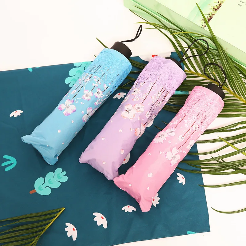 

Lace Umbrella Parasol Women Folding Sun Protection Umbrella Uv Rain Lightweight Wedding Paraguas Mujer Ladies Umbrella AB50UB