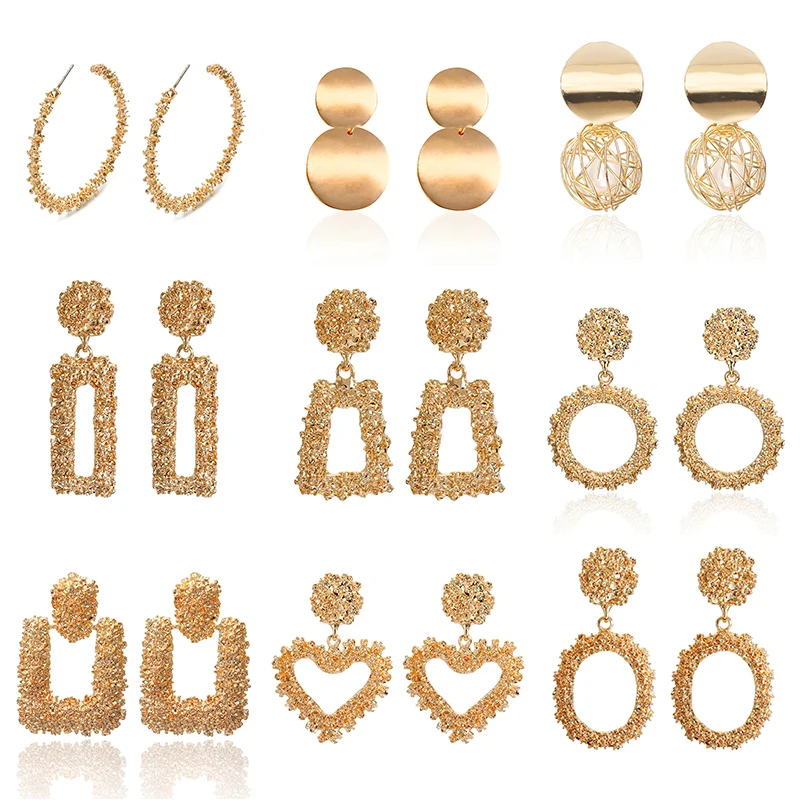 Серьги женские геометрические серебряные золотые модные 2019|Серьги-подвески| |