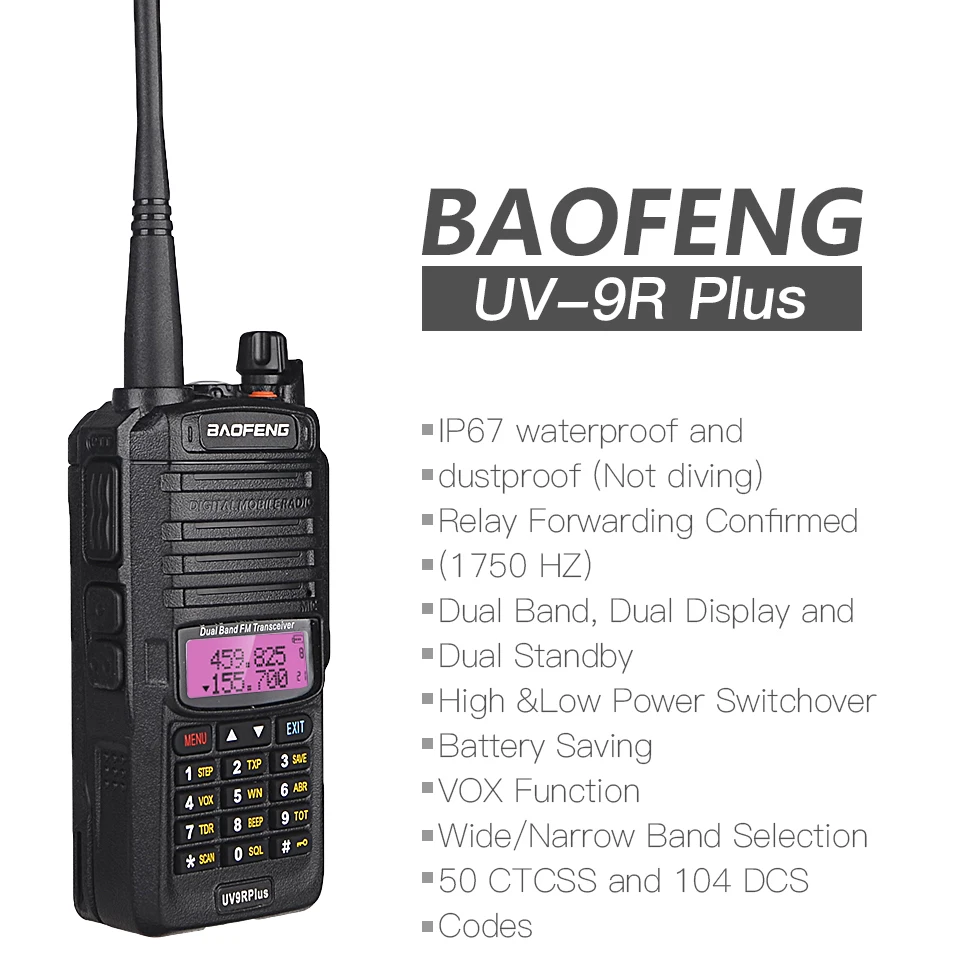 Водонепроницаемая рация Baofeng UV-9R Plus двухдиапазонный FM КВ трансивер 10 Вт