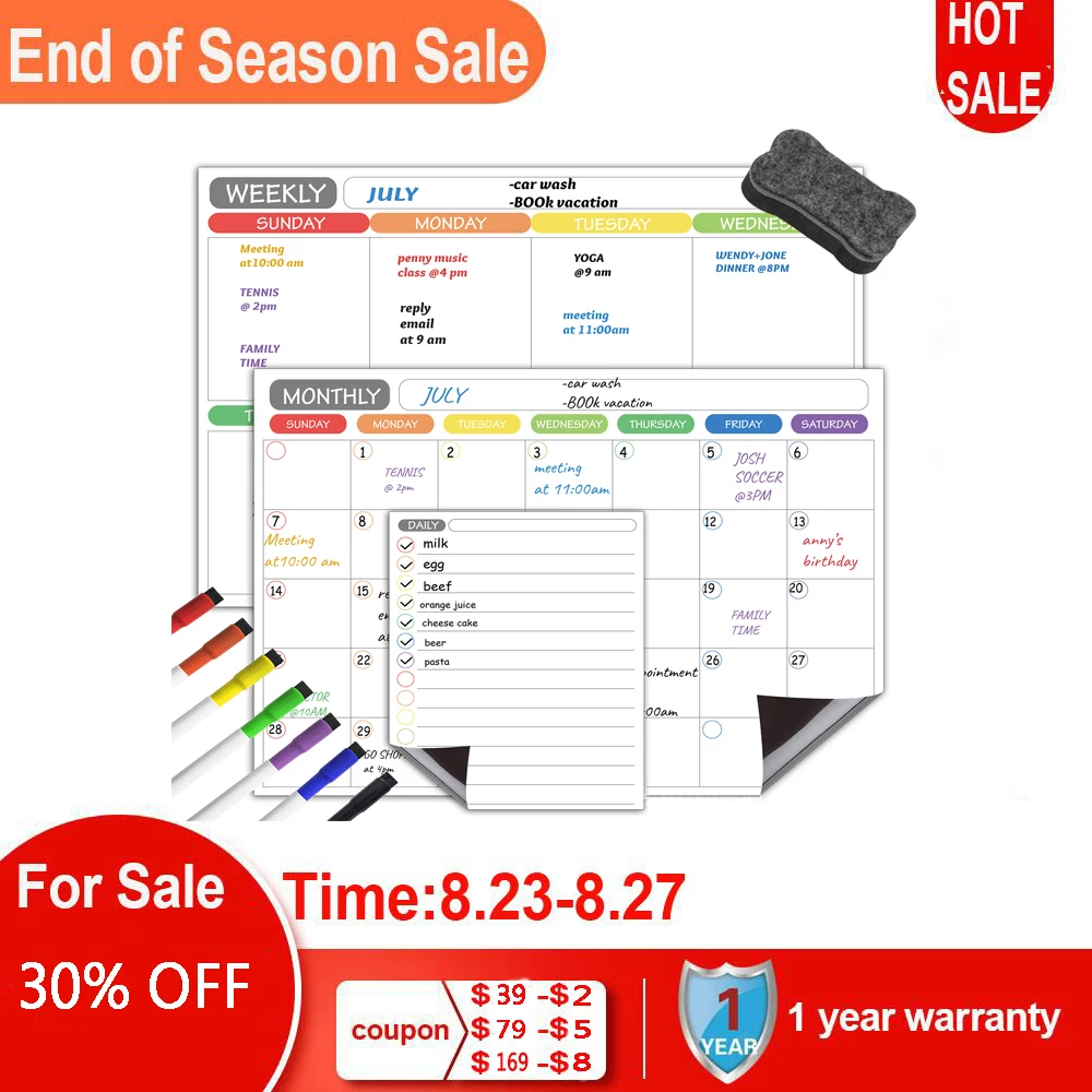 Магнитный сухой стираемый календарь белая доска магнит на холодильник