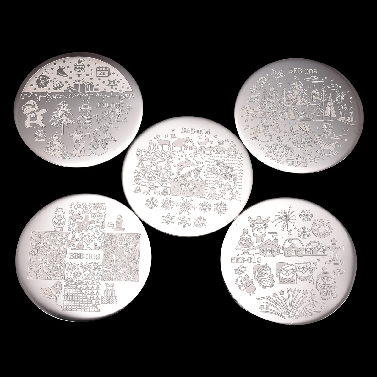 BeautyBigBang круглые пластины для стемпинга ногтей Рождественская снежинка подарок