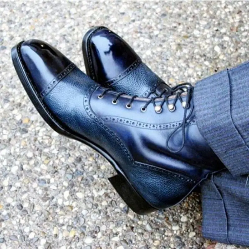 

2021 Autumn New Men's PU Lace Up Formal Business Shoes Flat Bottomed Overshoot High Quality Men Shoes Wedding Shoes Hot KS175