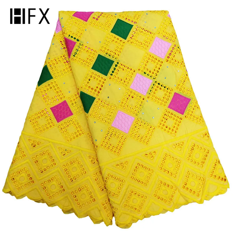 Швейцарская вуаль из чистого хлопка с камнями желтая африканская сухая