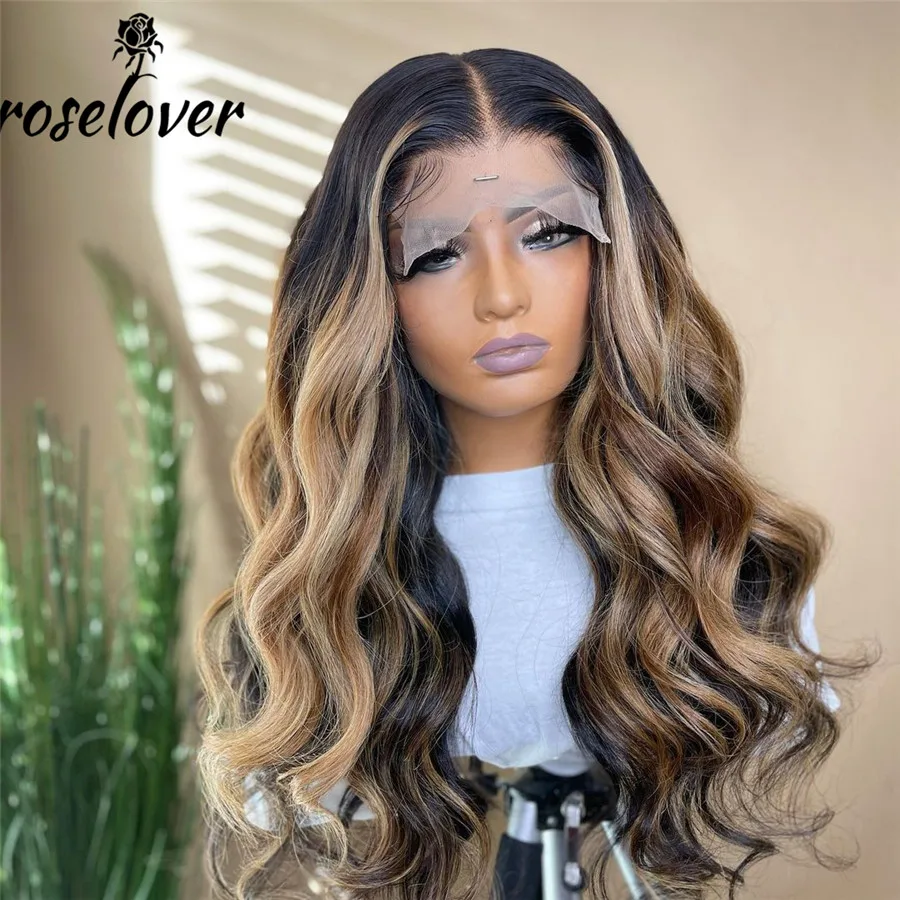 Хайлайтер медово-светлые человеческие волосы на сетке фронтальные парики