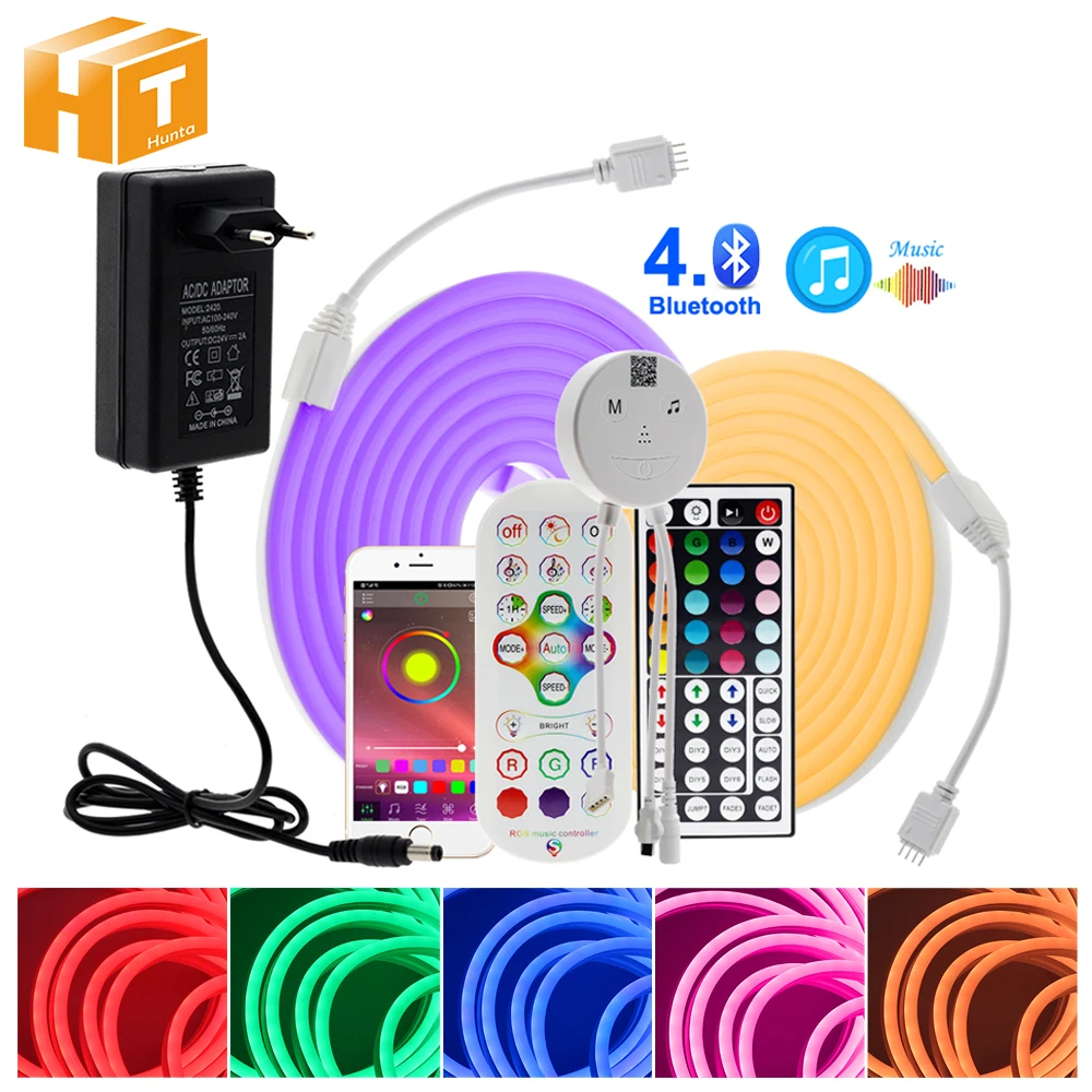 Комплект неоновых светодиодных лент RGB DC 24 В SMD 2835 с пультом дистанционного