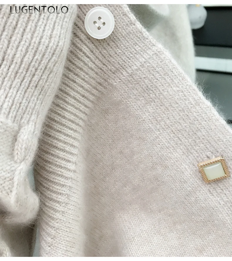 

Women Knitted Cardigan Sweater Autumn Winter Casual Lazy Solid Loose Outer Wear Single-breasted Lady Sweaters Lugentolo