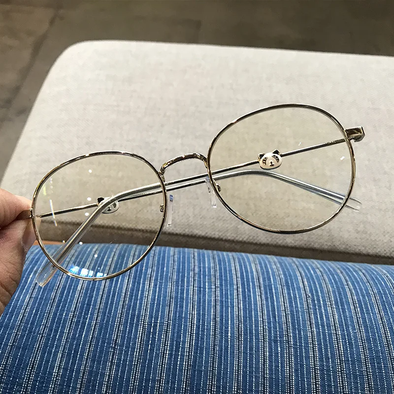 

2021 New Women's Metal Frame Transparent Spectacle Fashion Trend Computer Glasses Round Optical Eyeglasses
