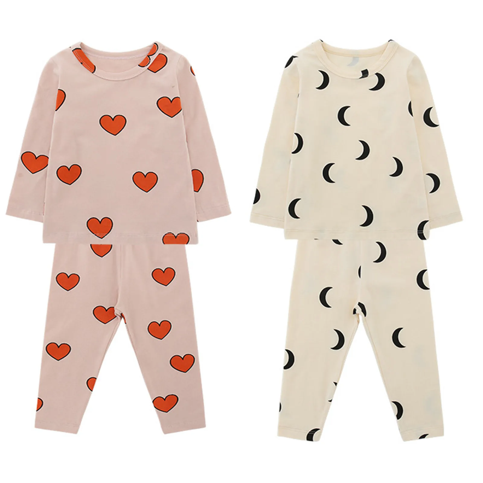 6M-4Y Toddler Kids Baby Love Moon Print Pajamas Sleepwear Tops Pants Outfits Sets baby sleepsuit baby kleding meisje E1