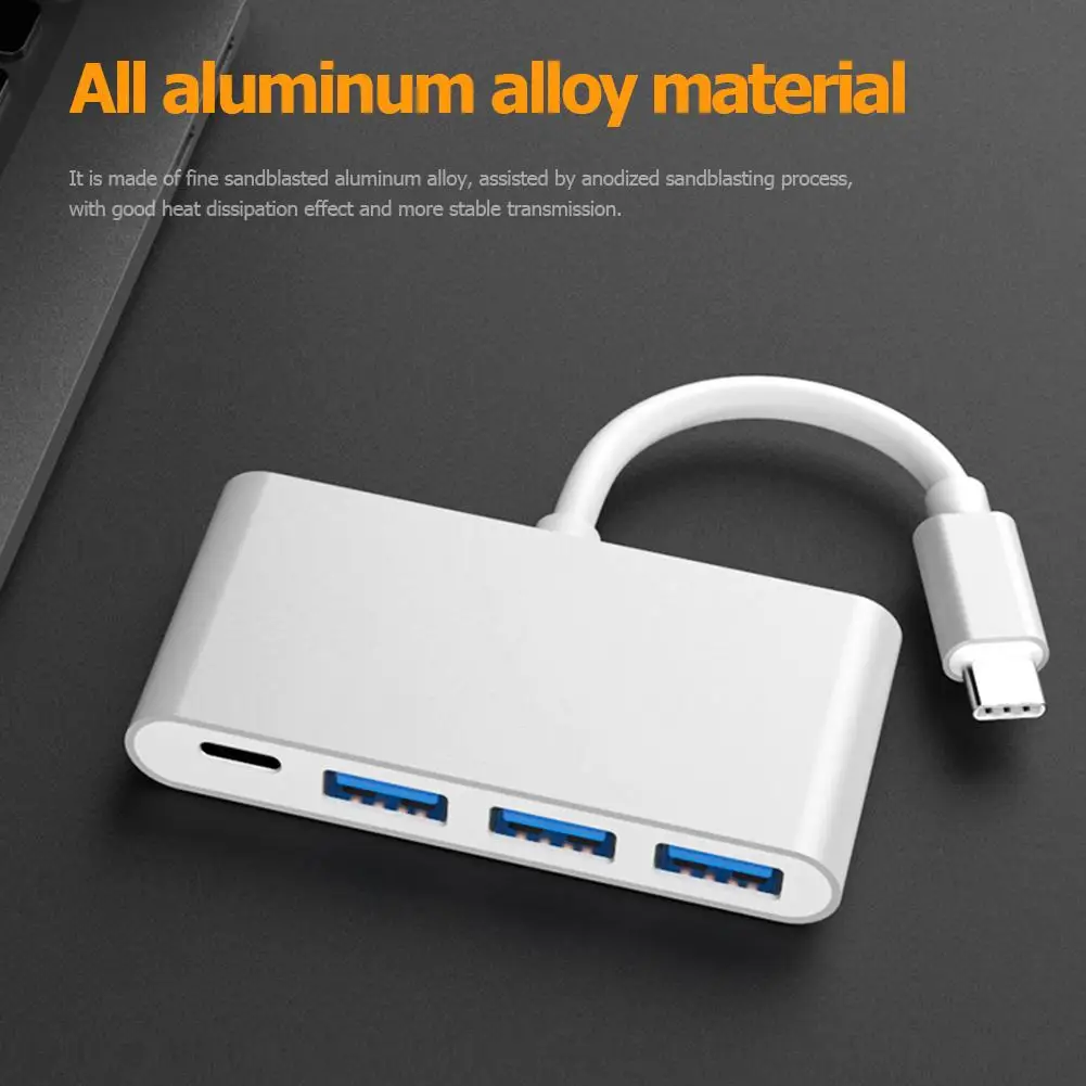 

Durable Type-C Hub Wear-resistant Type-C to 3 USB 3.0+PD Charging Adapter Splitter Type-C Hub for MacBook Huawei