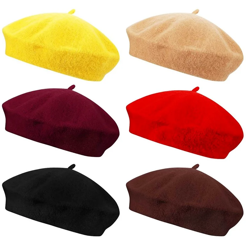 

Unisex Vintage Plain Beret Hats French Berets Warm Wool Spring Winter Beanie Hat Women Girl Street Cap Winter Berets Women Men