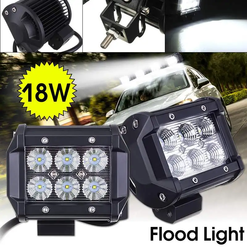 

18W 4Inch Car LED Work Light Bar Driving Lamp for Offroad Boat Tractor Truck ATV 12V 6 LED Work Light Floodlight Headlight