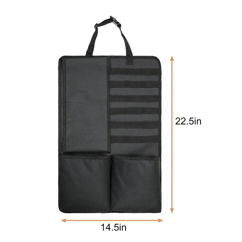 

2Pcs Car Tactical Hanging Bag Travel Activities Accessories Car Front Seat Back Hanging Black Waterproof Suitable Bag